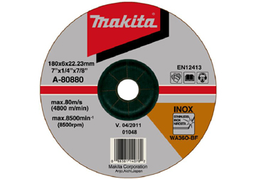 180 x 6 x 22.2mm Đá mài cho inox Makita A-80880