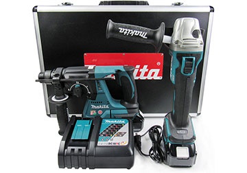 18V Bộ máy khoan búa và máy mài dùng pin Makita DLX2161X