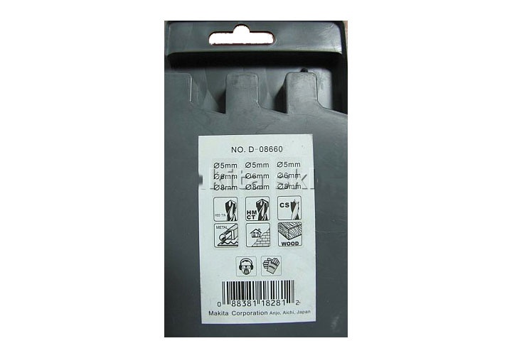 5,6,8mm Bộ mũi khoan đa năng 9 chi tiết Makita D-08660 5,6,8mm Bộ mũi khoan đa năng 9 chi tiết Makita D-08660