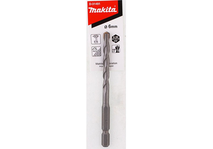 6x100mm Mũi khoan bê tông chuôi lục giác Makita D-31491 6x100mm Mũi khoan bê tông chuôi lục giác Makita D-31491